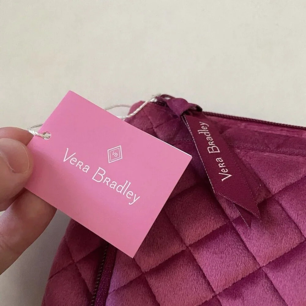 Vera Bradley Majestic Magenta Velvet Zip Closure Travel Compact Organizer NWT
